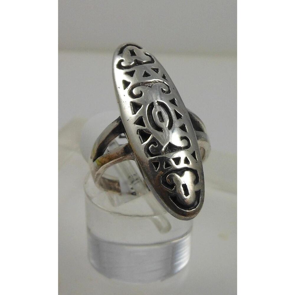 1990's Sterling‎ Silver Statement Tribal Boho Ring Size 7